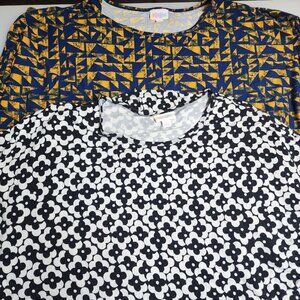 2 LuLaRoe Shirt Womens Large Tunic Tops Floral Geometric Athleisure Wear